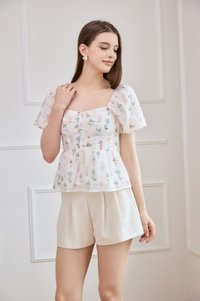 Althea Embroidery Fleur Babydoll Top In White