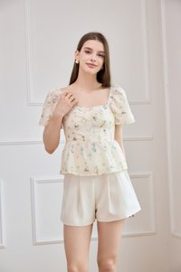 Althea Embroidery Fleur Babydoll Top In Cream