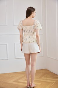 Althea Embroidery Fleur Babydoll Top In Cream