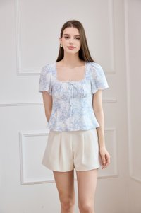 Toile Grace Ribbon Top In Blue