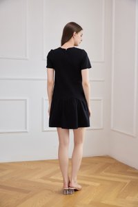 Tulia Cotton Scallop Dropwaist Dress In Black