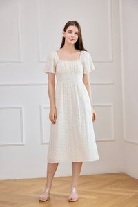 Jazzlyn Crochet Fleur Midi Dress In Cream