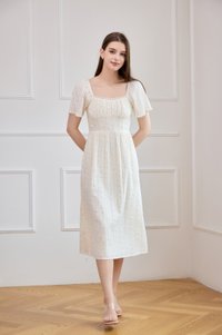 Jazzlyn Crochet Fleur Midi Dress In Cream