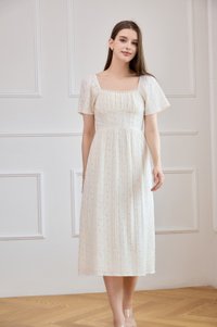 Jazzlyn Crochet Fleur Midi Dress In Cream