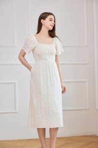 Jazzlyn Crochet Fleur Midi Dress In Cream