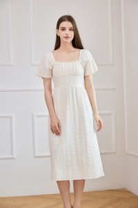 Jazzlyn Crochet Fleur Midi Dress In Cream