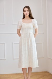 Jazzlyn Crochet Fleur Midi Dress In Cream