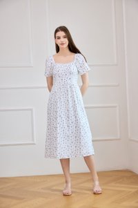Jazzlyn Crochet Fleur Midi Dress In White