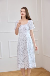 Jazzlyn Crochet Fleur Midi Dress In White