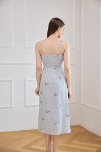 Jordyn Checkered Embroidery Camisole Midi Dress