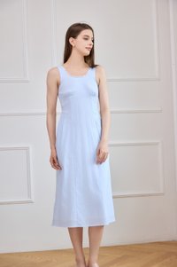 Elowen Striped Lace Trim Midi Dress