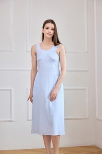 Elowen Striped Lace Trim Midi Dress