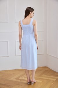 Elowen Striped Lace Trim Midi Dress