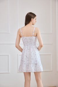 Lilah Camisole Ribbon Gingham Dress In Lilac