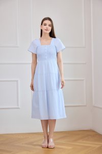 Marceline Smocked Striped Tiered Midi Dress