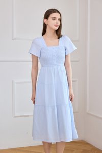 Marceline Smocked Striped Tiered Midi Dress