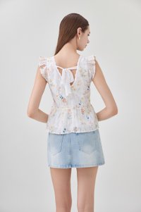 Yarael Embroidery Faux Wrap Top In Floral