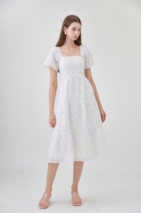 Rosetta Embroidery Crochet Tier Midi Dress In Ditsy Floral