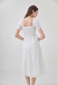 Rosetta Embroidery Crochet Tier Midi Dress In Ditsy Floral