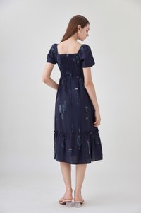 Bennet Botanical Midi Dress In Navy