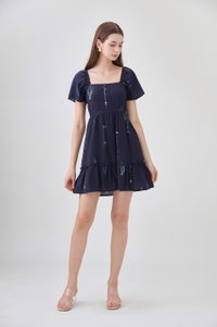 Bennet Botanical Dropwaist Dress In Navy