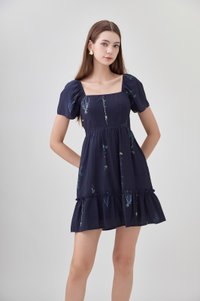 Bennet Botanical Dropwaist Dress In Navy