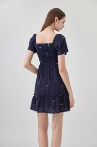 Bennet Botanical Dropwaist Dress In Navy