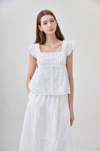 Paz Pleated Button Floral Top