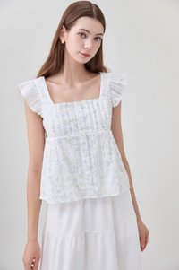 Paz Pleated Button Floral Top