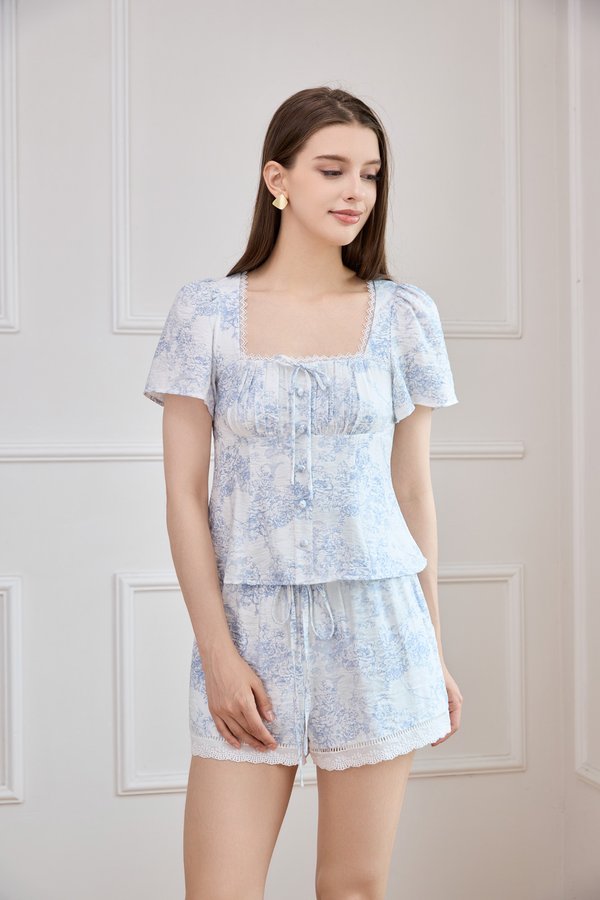 Toile Grace Ribbon Top In Blue