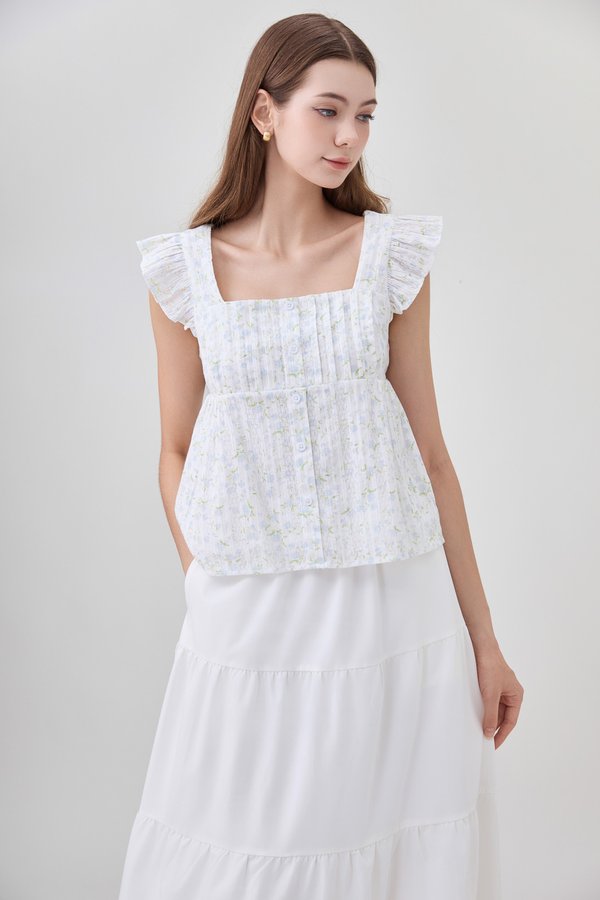 Paz Pleated Button Floral Top