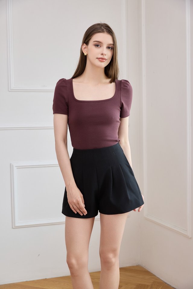 Arleth Ribbed Cotton Top In Dark Brown