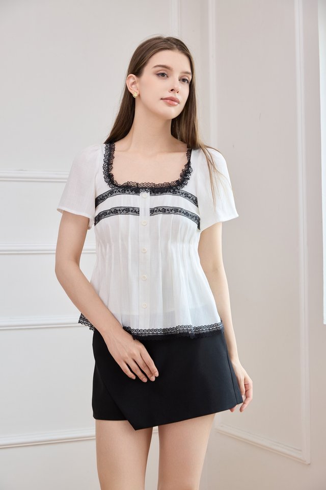 Aitana Constrast Lace Button Top