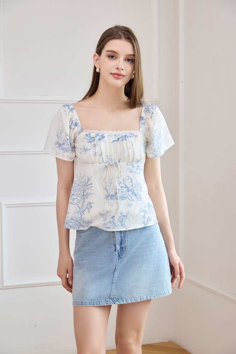 Cielo Ruched Ribbon Top