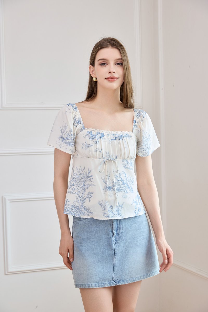 Cielo Ruched Ribbon Top