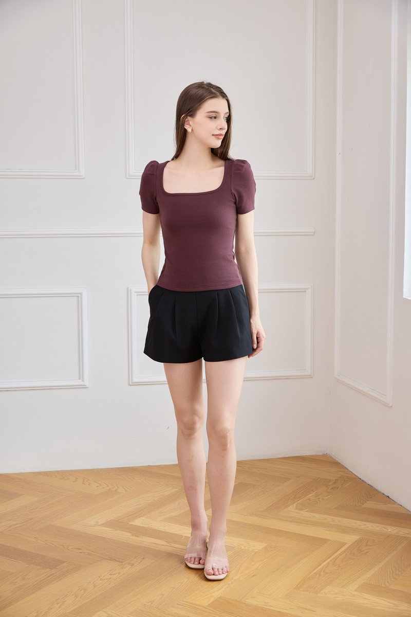 Arleth Ribbed Cotton Top In Dark Brown