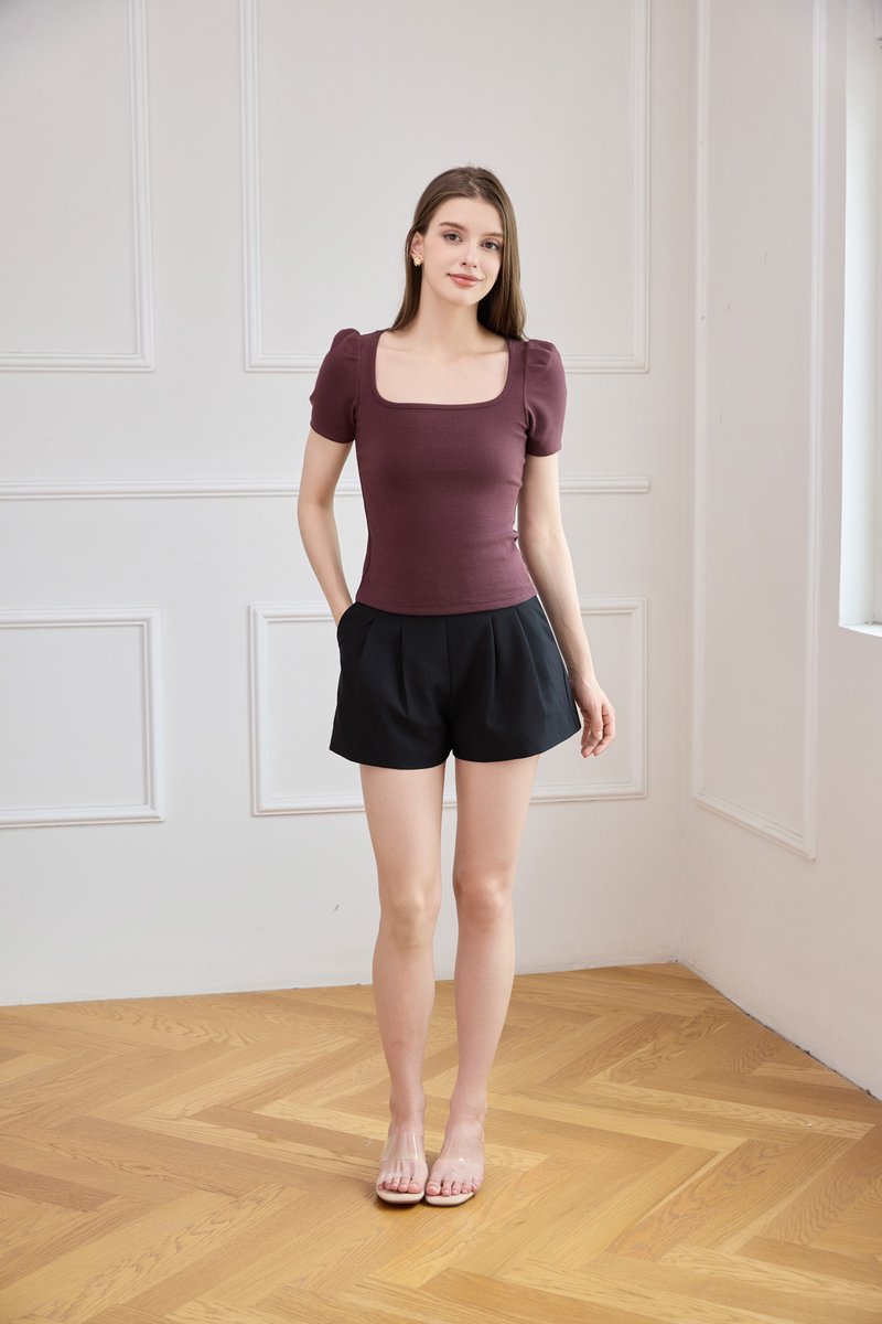 Arleth Ribbed Cotton Top In Dark Brown