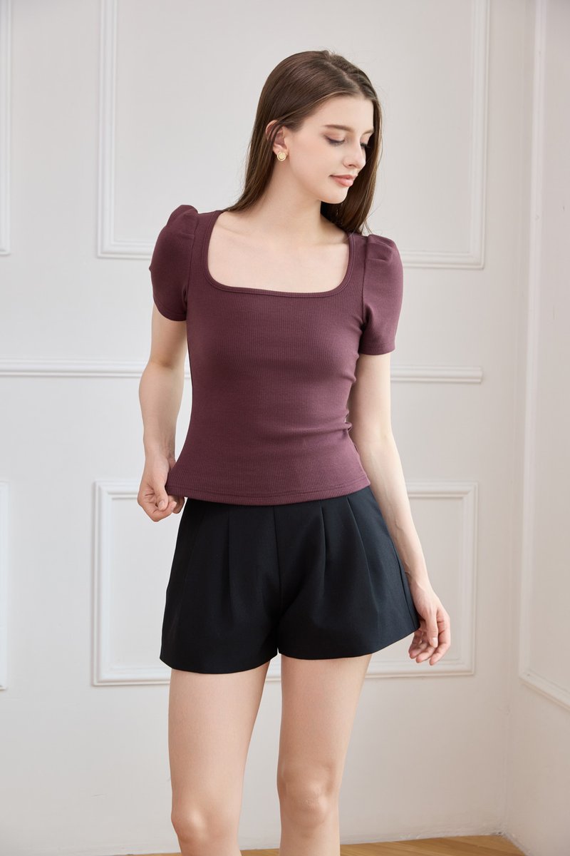 Arleth Ribbed Cotton Top In Dark Brown