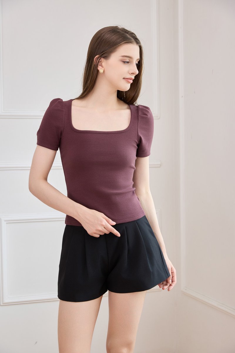 Arleth Ribbed Cotton Top In Dark Brown