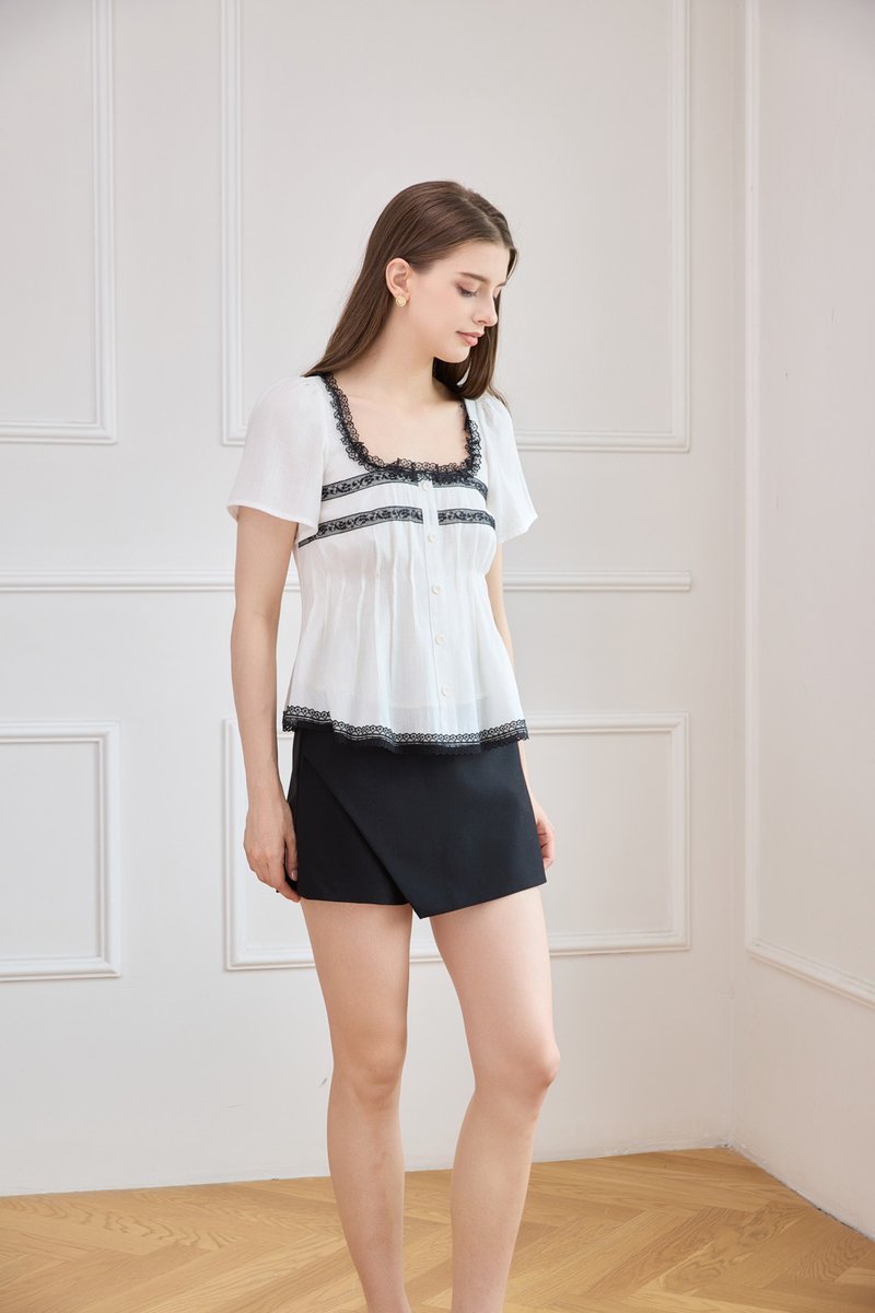 Aitana Constrast Lace Button Top