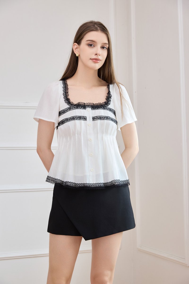 Aitana Constrast Lace Button Top