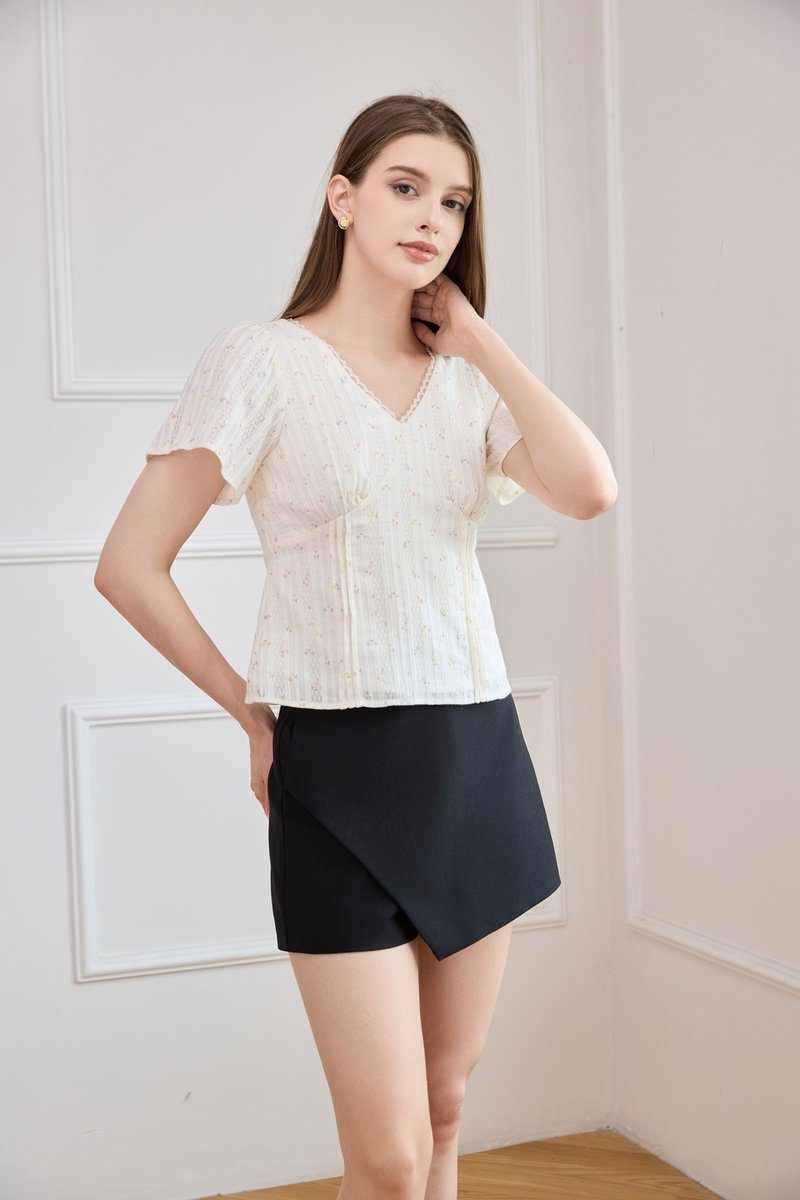Bernadette Pintuck Floral Top
