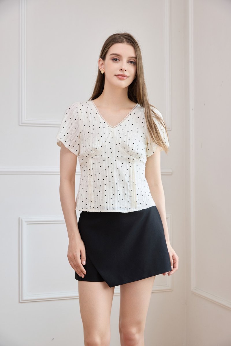 Eloise Pintuck Polka Dot Top