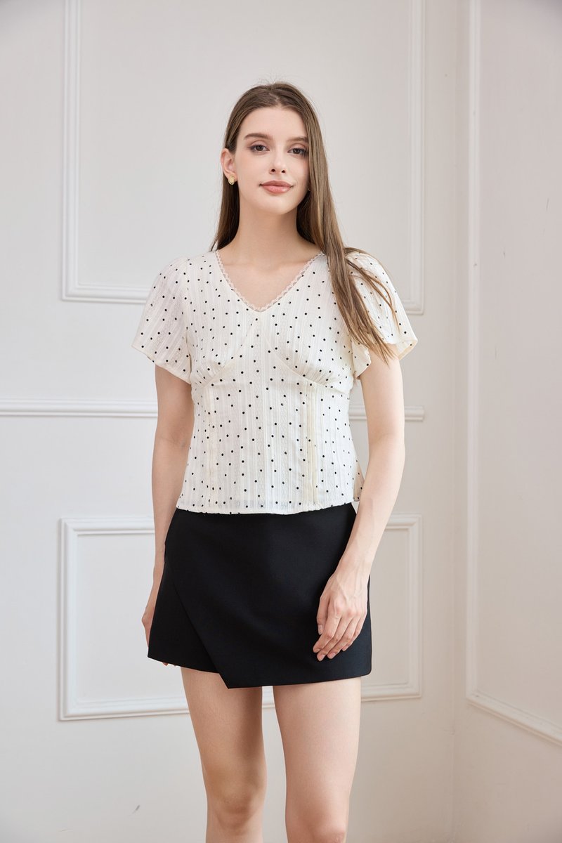 Eloise Pintuck Polka Dot Top