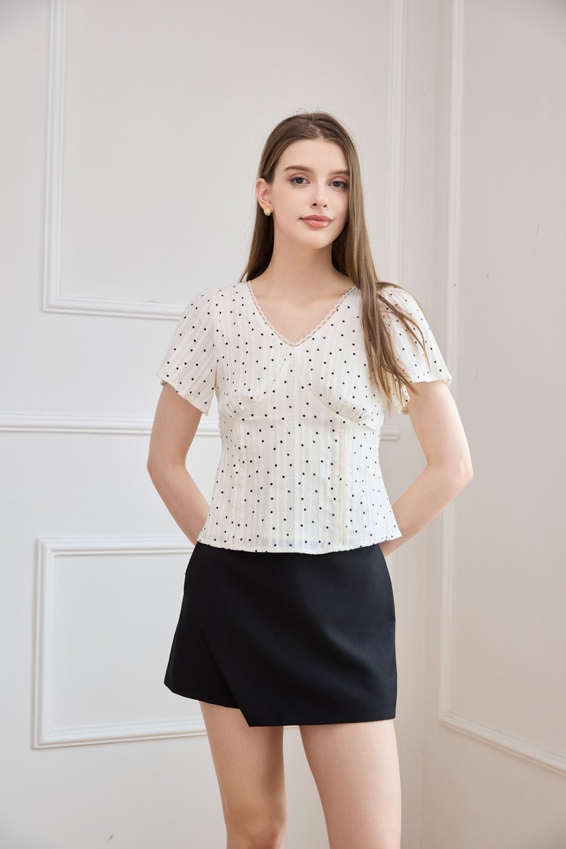 Eloise Pintuck Polka Dot Top