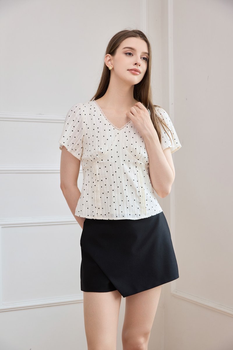 Eloise Pintuck Polka Dot Top