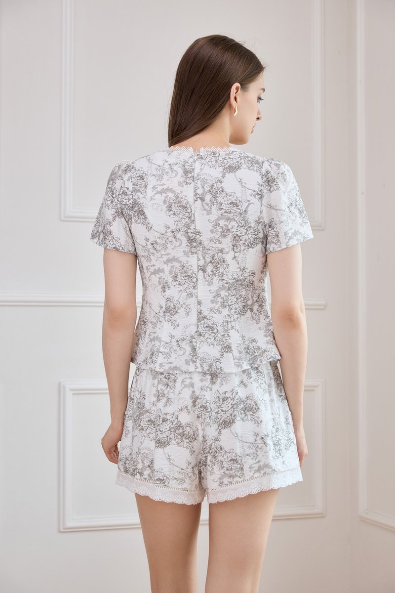 Toile Grace Ribbon Top In Grey