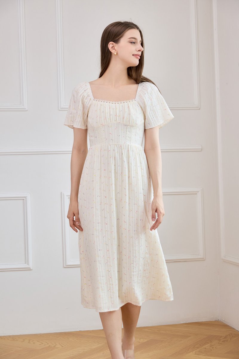 Jazzlyn Crochet Fleur Midi Dress In Cream