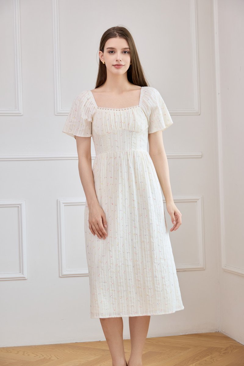 Jazzlyn Crochet Fleur Midi Dress In Cream