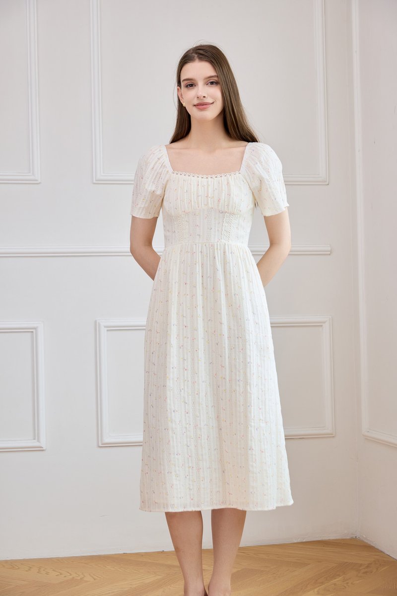 Jazzlyn Crochet Fleur Midi Dress In Cream